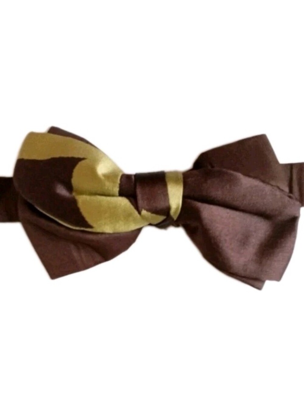 "TWIST" Handmade Bowtie. Double Layered Silk. 4"x3" Chocolate/Lime. PROM WED. A5